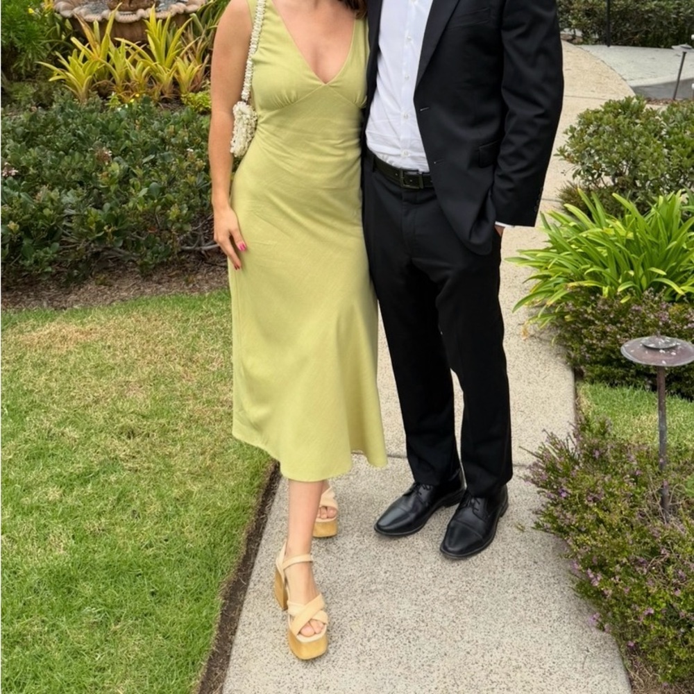 Afends Green Linen Dress